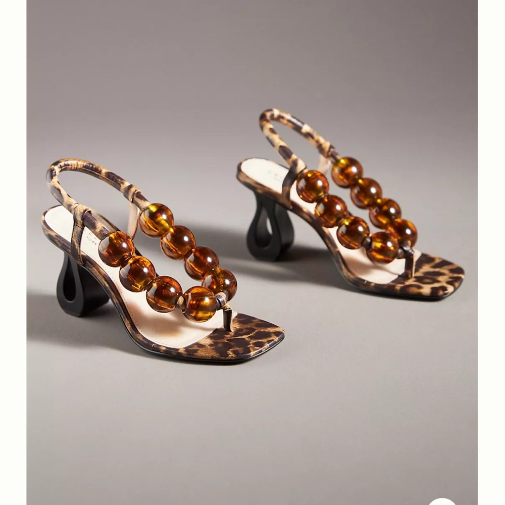 Leopard Print Women's Shoes with Amber Beads NWT